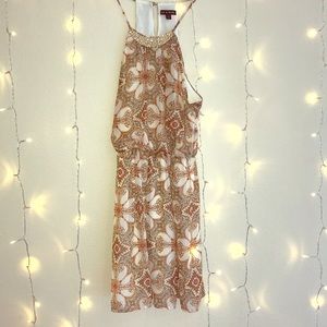 halter top dress with warm colors and pattern